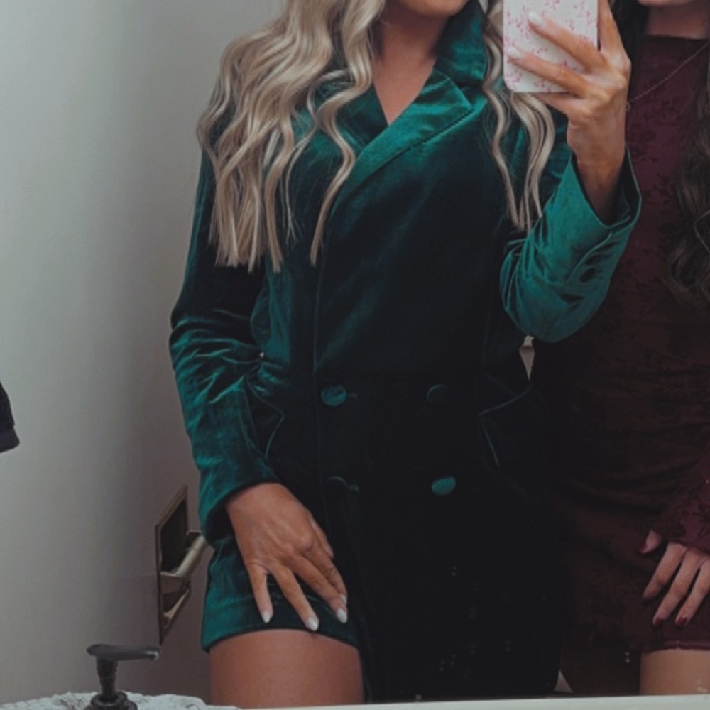Velvet Green Wrap Mini Dress - Women